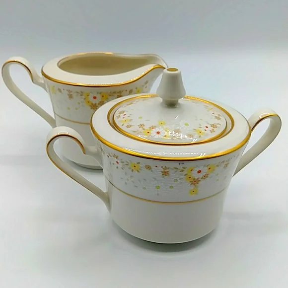 🎷HP! Noritake Ivory China, Creamer and Sugar Bowl "fragrance 7025". Japan - Picture 14 of 14